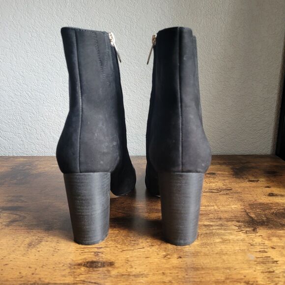 Sam Edelman Leather Upper Black Suede Zip Block Boots Womans Size 8.5 Round Toe - Picture 6 of 9